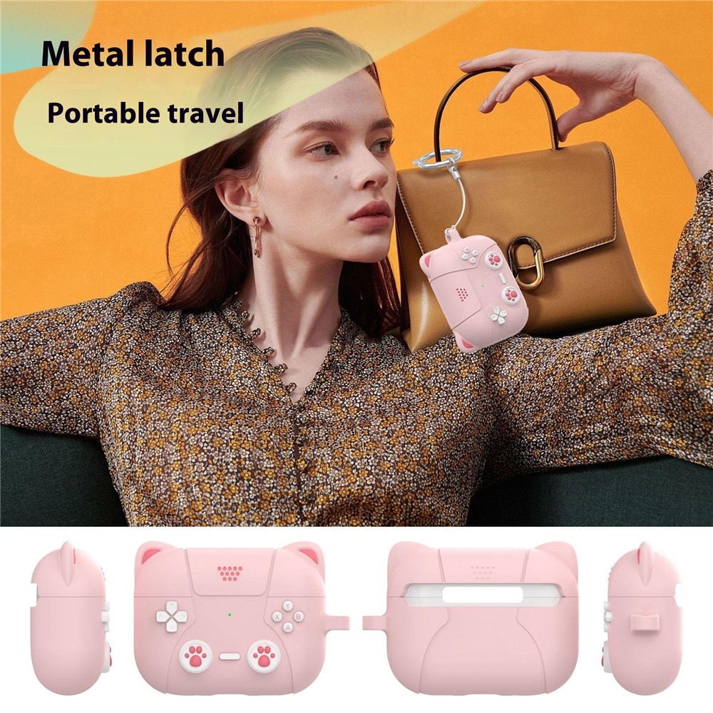  AirPods Pro 3 Skal Silikon Med Nyckelring Katt Ljus Rosa - Teknikhallen.se