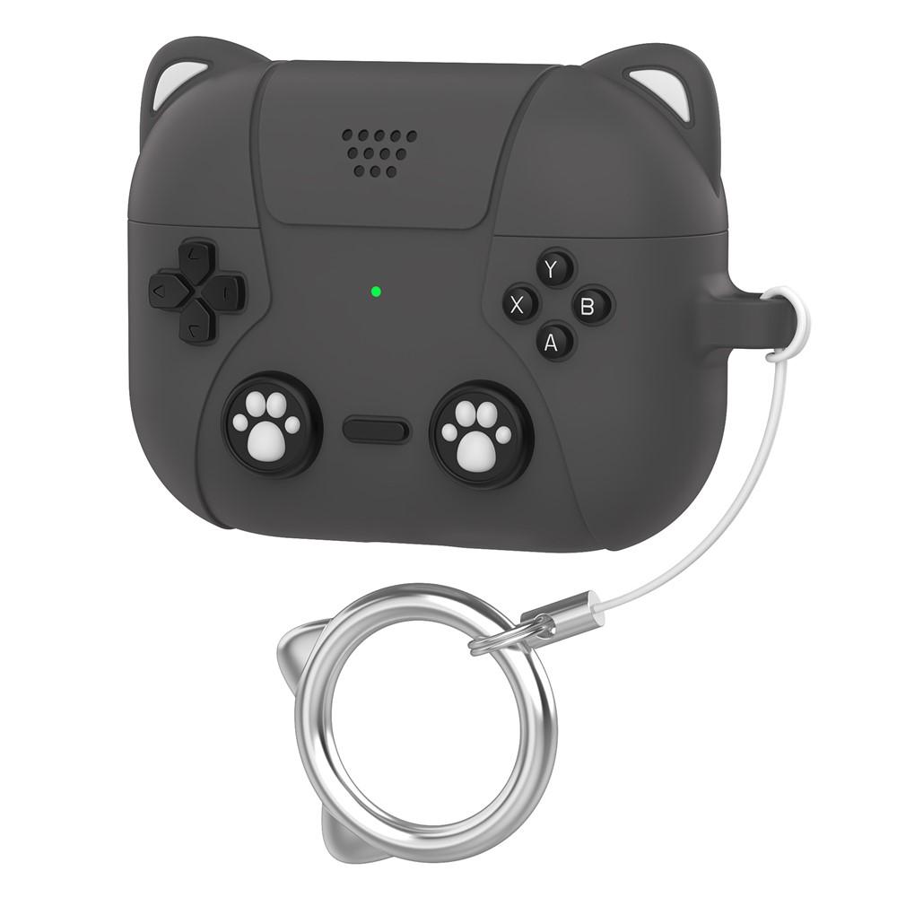  AirPods Pro 3 Skal Silikon Med Nyckelring Katt Grå - Teknikhallen.se