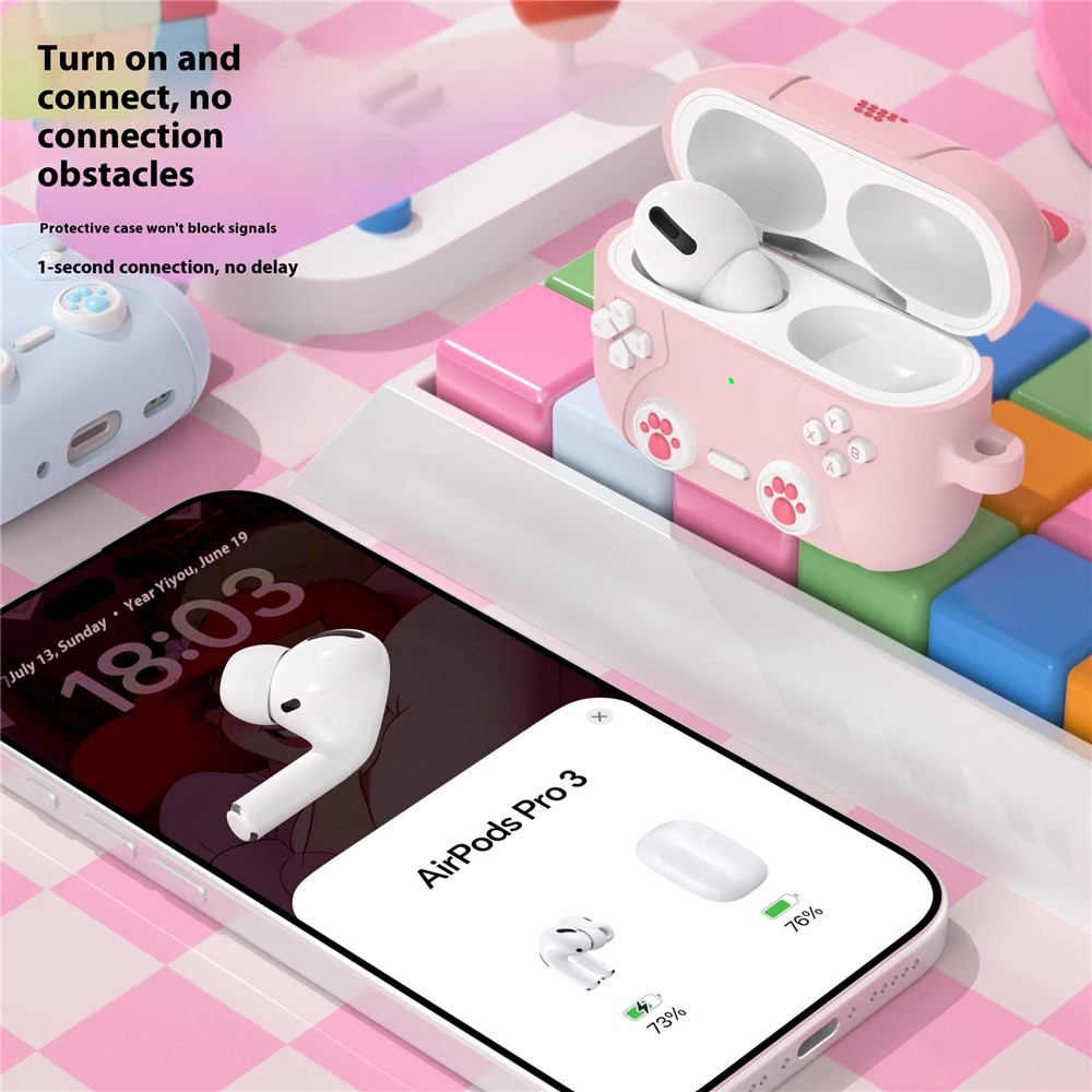  AirPods Pro 3 Skal Silikon Med Nyckelring Katt Grå - Teknikhallen.se