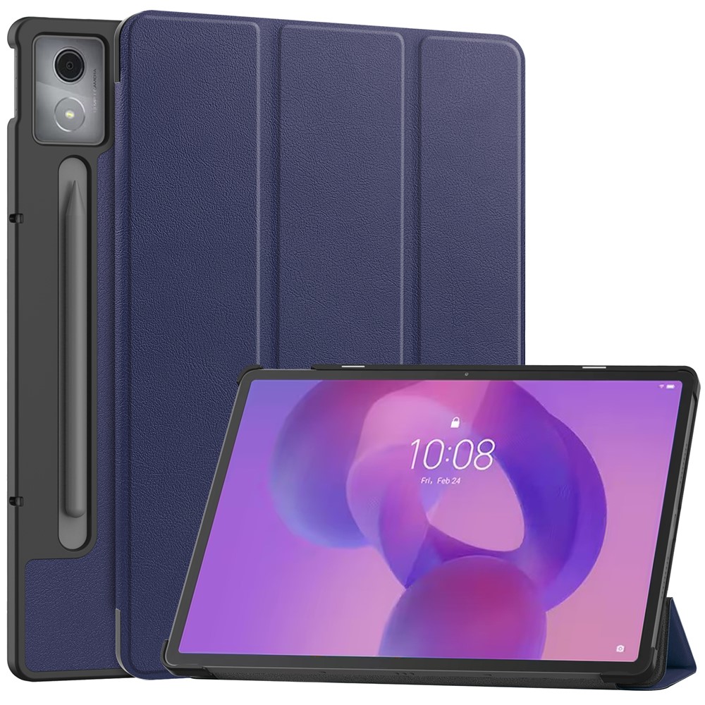 Lenovo Idea Tab Pro Fodral Tri-Fold Läder Mörk Blå - Teknikhallen.se