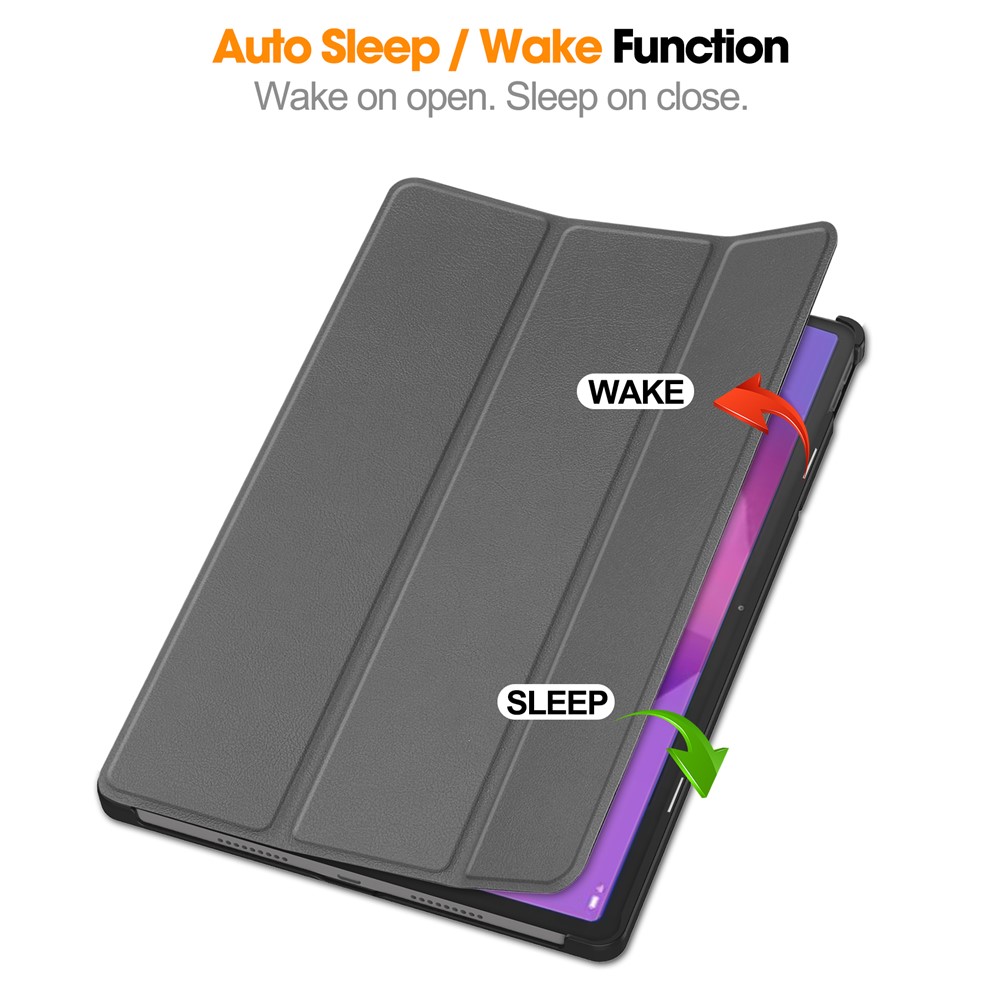  Lenovo Idea Tab Pro Fodral Tri-Fold Läder Grå - Teknikhallen.se