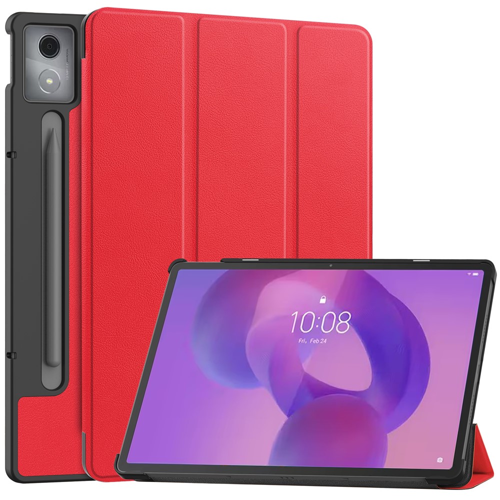  Lenovo Idea Tab Pro Fodral Tri-Fold Läder Röd - Teknikhallen.se