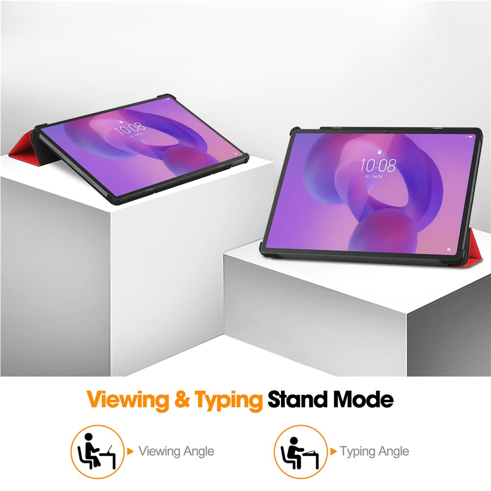  Lenovo Idea Tab Pro Fodral Tri-Fold Läder Röd - Teknikhallen.se