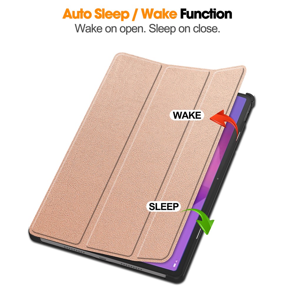  Lenovo Idea Tab Pro Fodral Tri-Fold Läder Roséguld - Teknikhallen.se