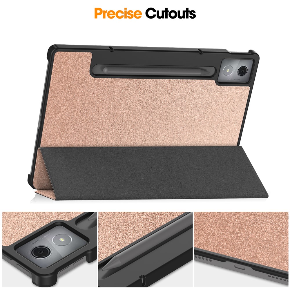  Lenovo Idea Tab Pro Fodral Tri-Fold Läder Roséguld - Teknikhallen.se