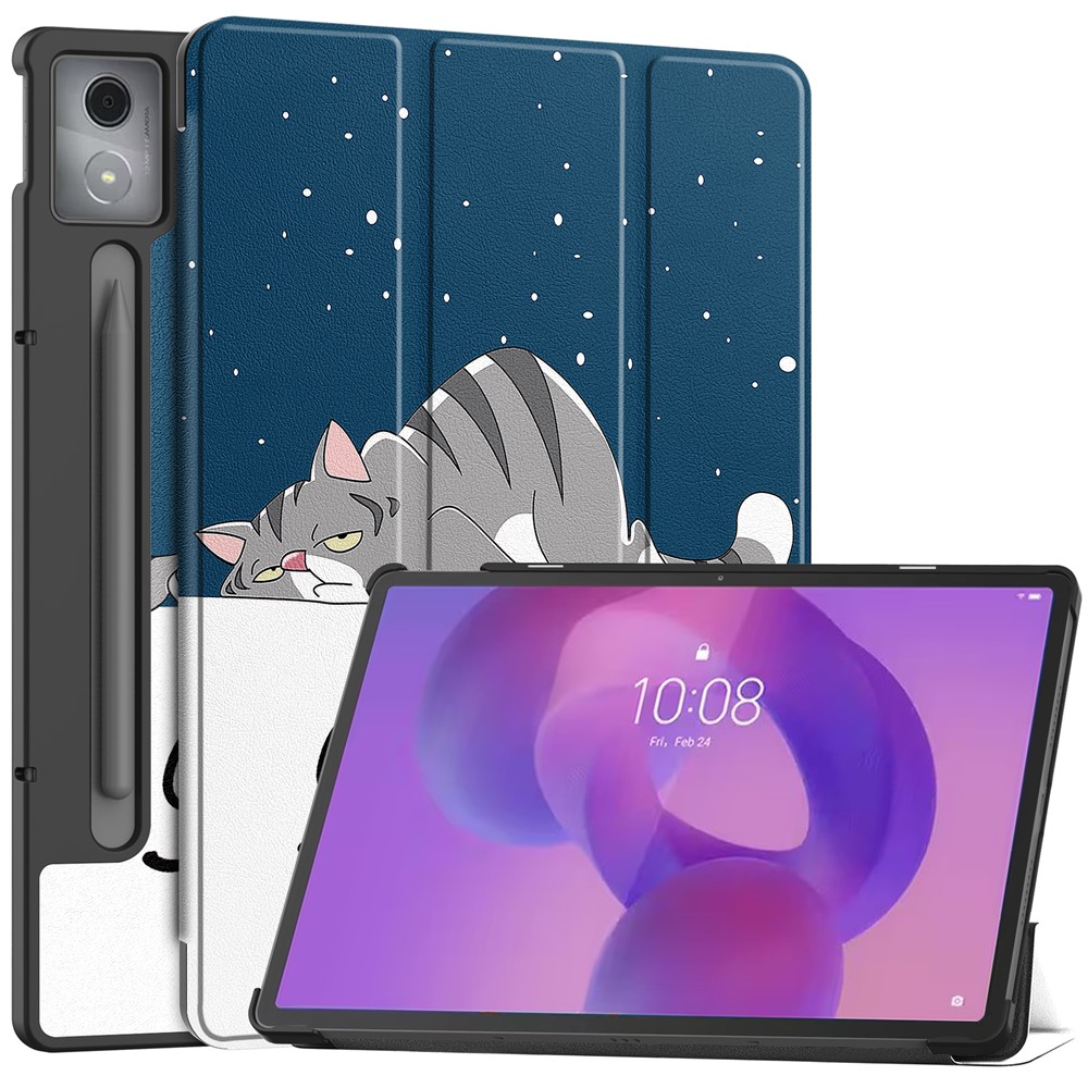  Lenovo Idea Tab Pro Fodral Tri-Fold Katt - Teknikhallen.se