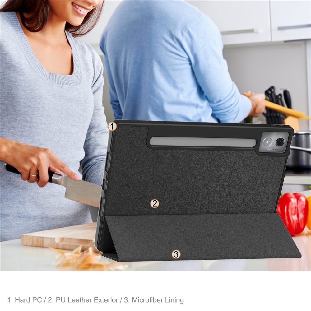  Lenovo Idea Tab Pro Fodral Tri-Fold Läder Svart - Teknikhallen.se