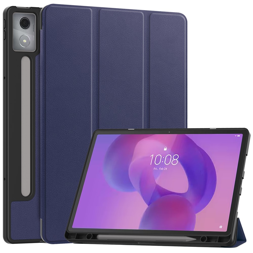  Lenovo Idea Tab Pro Fodral Tri-Fold Läder Mörk Blå - Teknikhallen.se