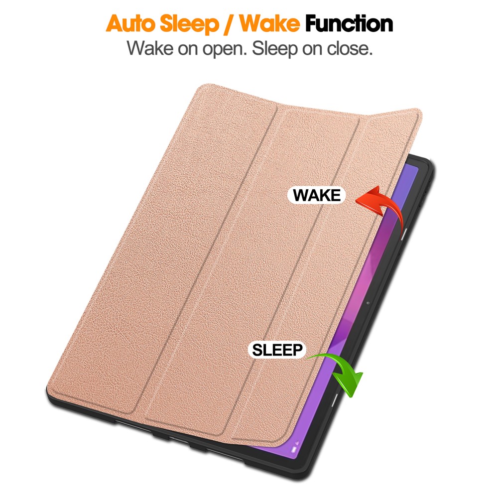 Lenovo Idea Tab Pro Fodral Tri-Fold Läder Roséguld - Teknikhallen.se
