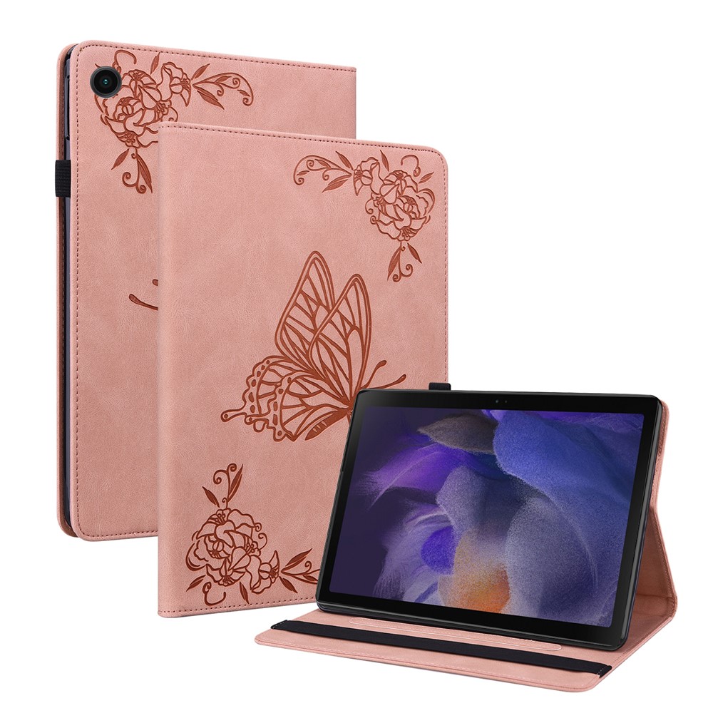  Samsung Galaxy Tab A11 / A9 Fodral Butterfly Flower Rosa - Teknikhallen.se