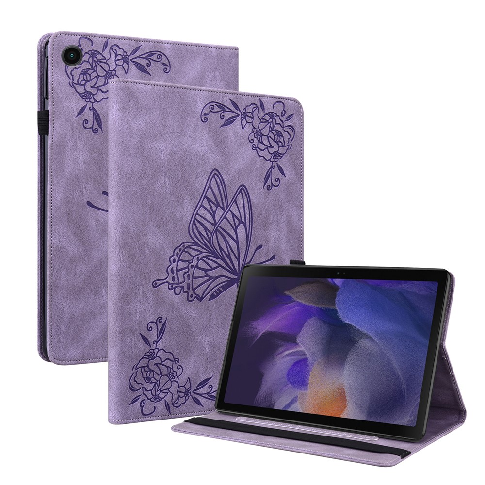  Samsung Galaxy Tab A11 / A9 Fodral Butterfly Flower Lila - Teknikhallen.se