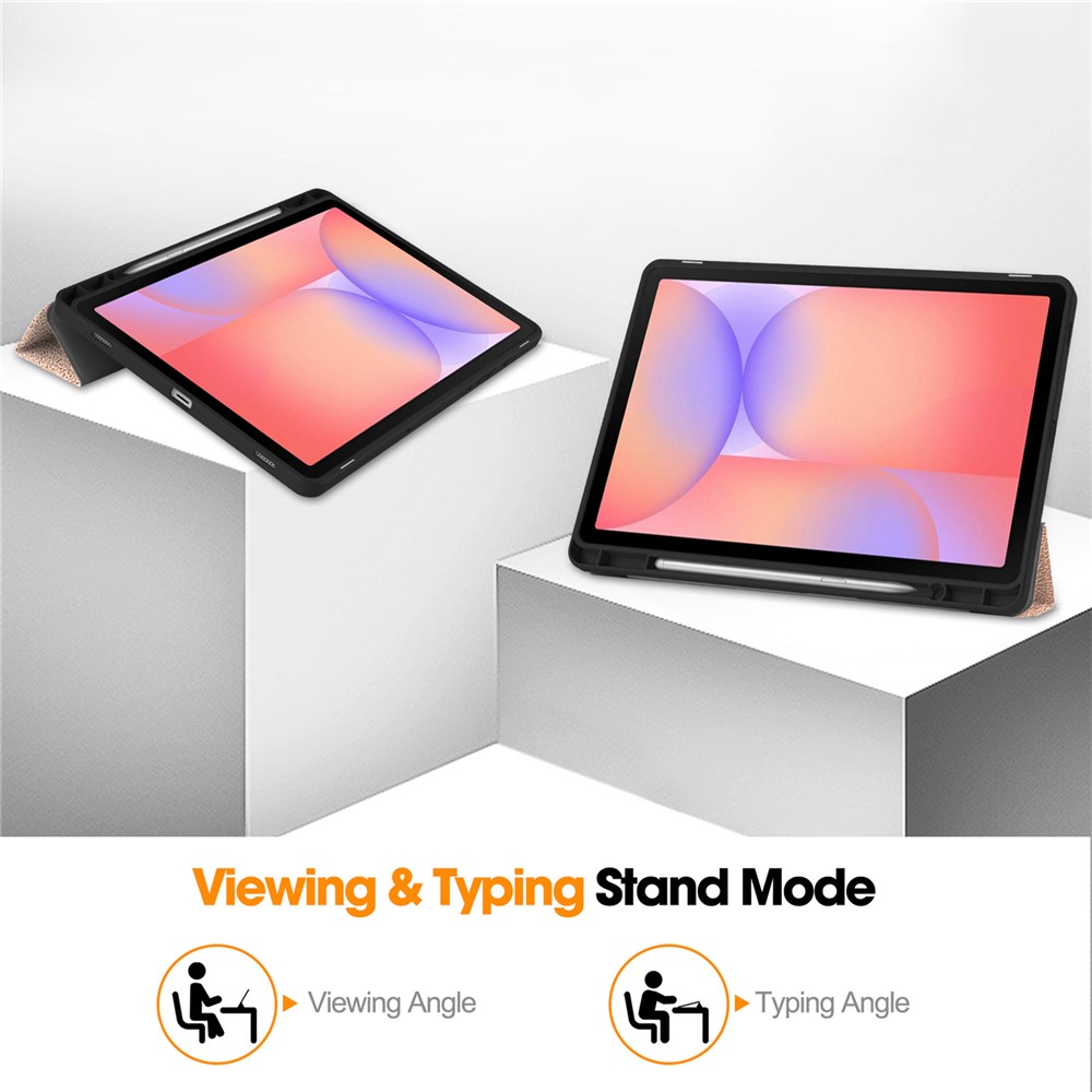  Samsung Galaxy Tab S10 Lite Fodral Tri-Fold Pennhållare Roséguld - Teknikhallen.se