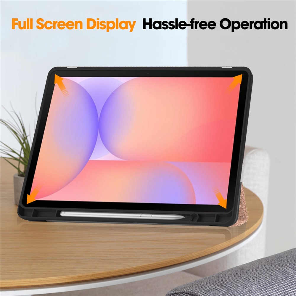  Samsung Galaxy Tab S10 Lite Fodral Tri-Fold Pennhållare Roséguld - Teknikhallen.se