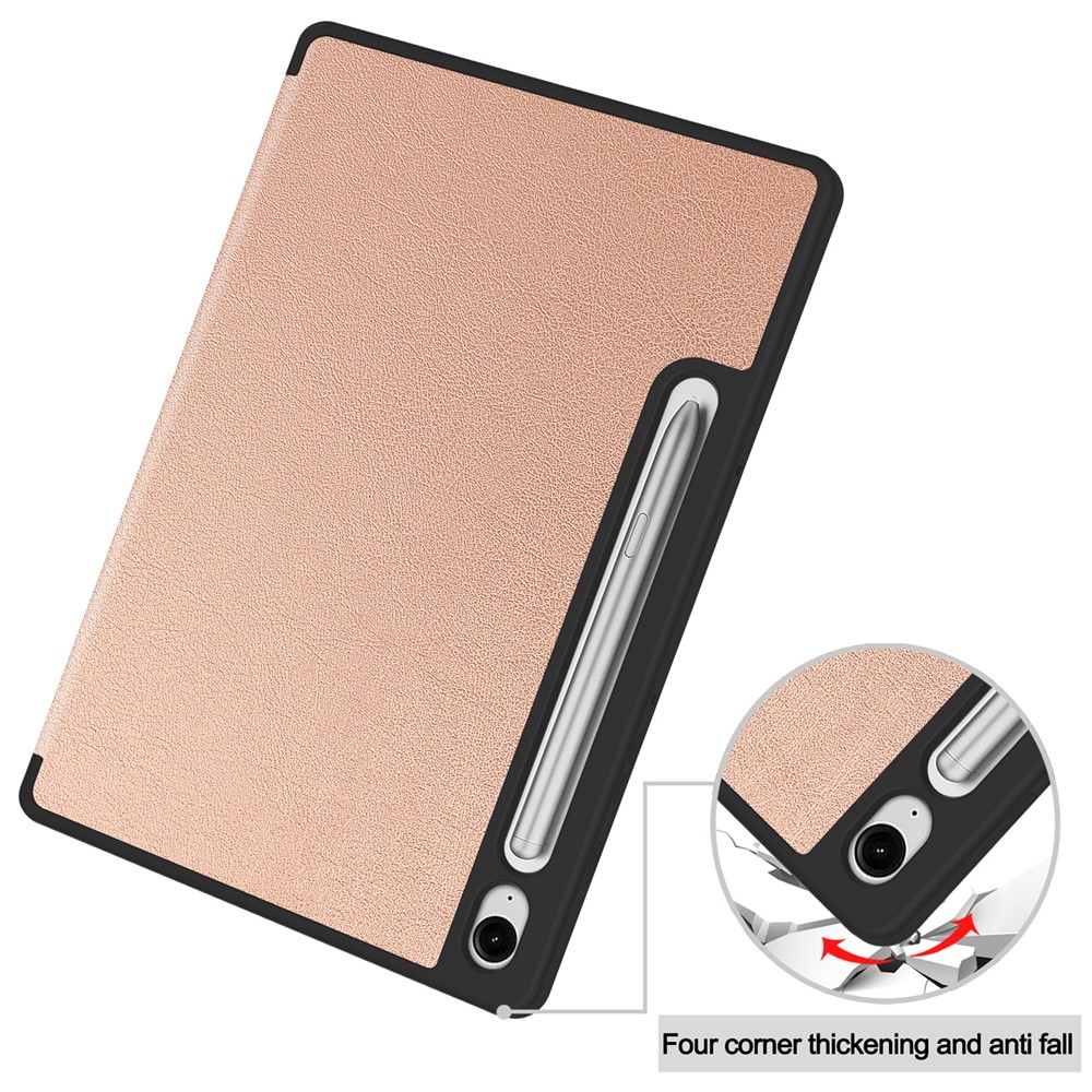  Samsung Galaxy Tab S10 Lite Fodral Tri-Fold Pennhållare Roséguld - Teknikhallen.se