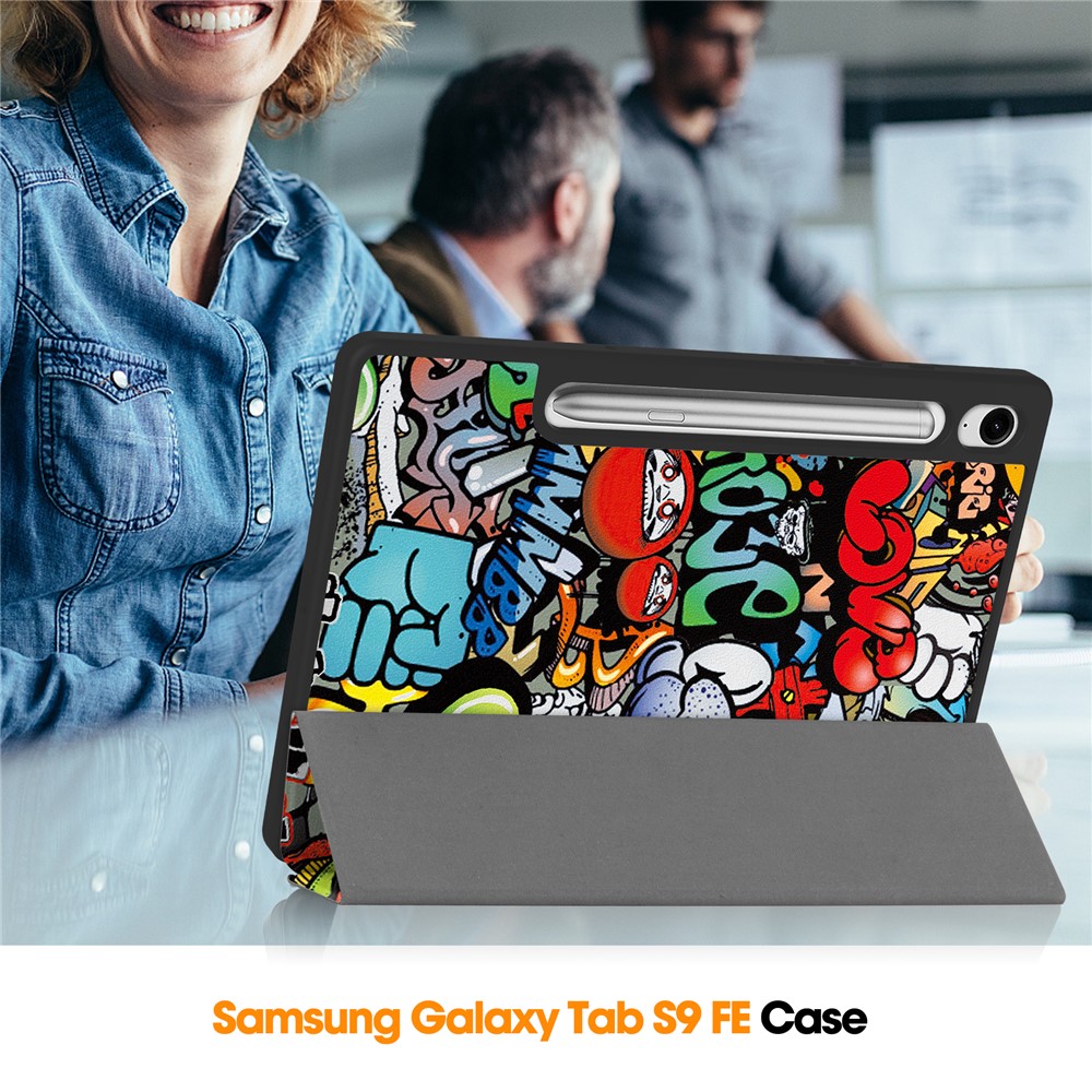  Samsung Galaxy Tab S10 Lite Fodral Tri-Fold Graffiti - Teknikhallen.se