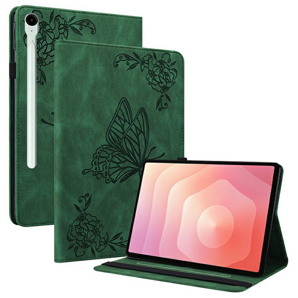  Samsung Galaxy Tab S11 Fodral Butterfly Flower Grön - Teknikhallen.se