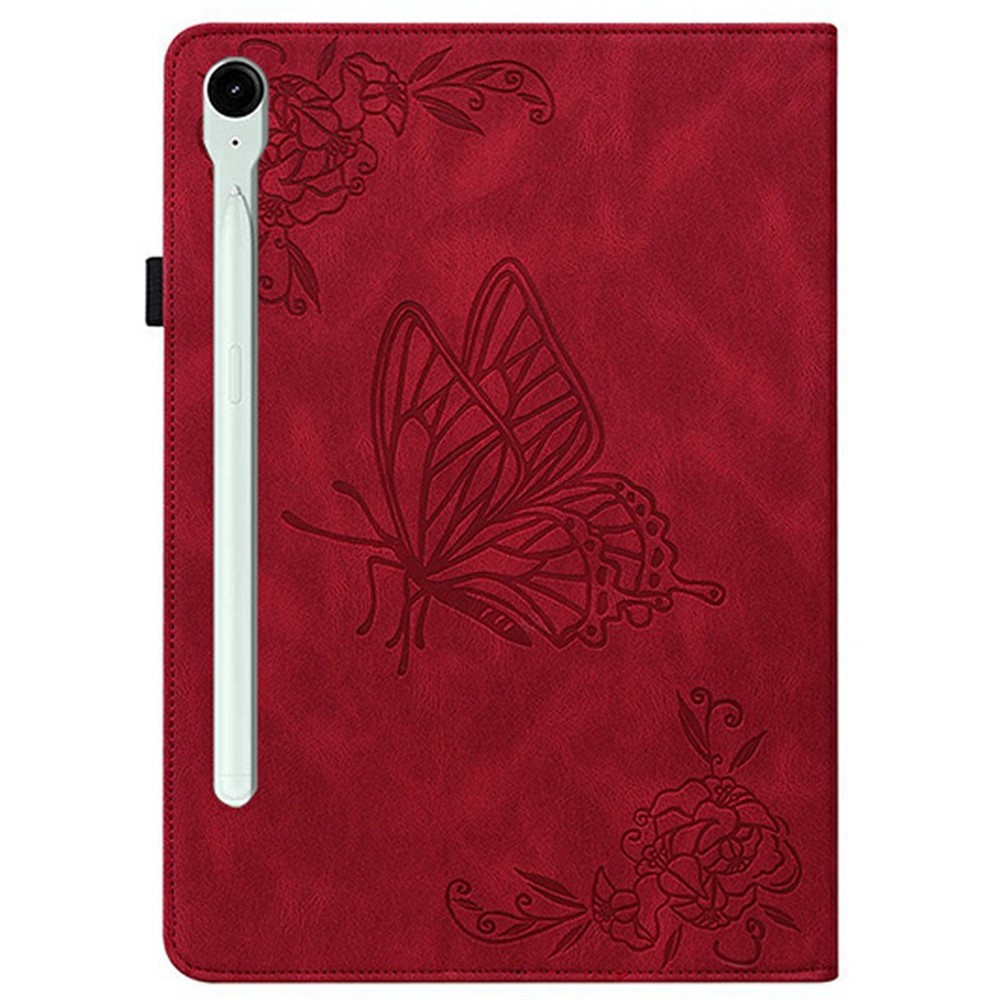  Samsung Galaxy Tab S11 Fodral Butterfly Flower Röd - Teknikhallen.se