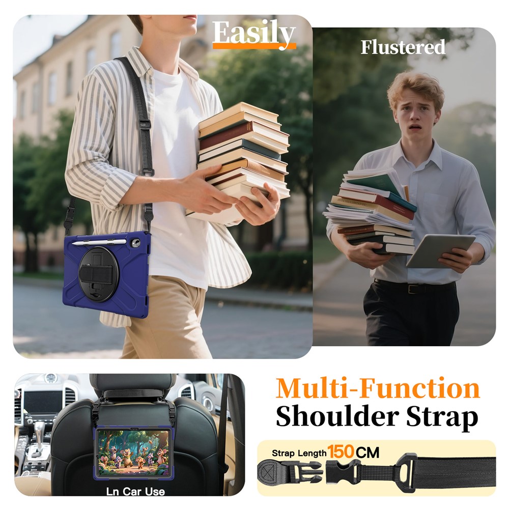  Samsung Galaxy Tab S11 Skal Shockproof Hybrid Kickstand Mörk Blå - Teknikhallen.se