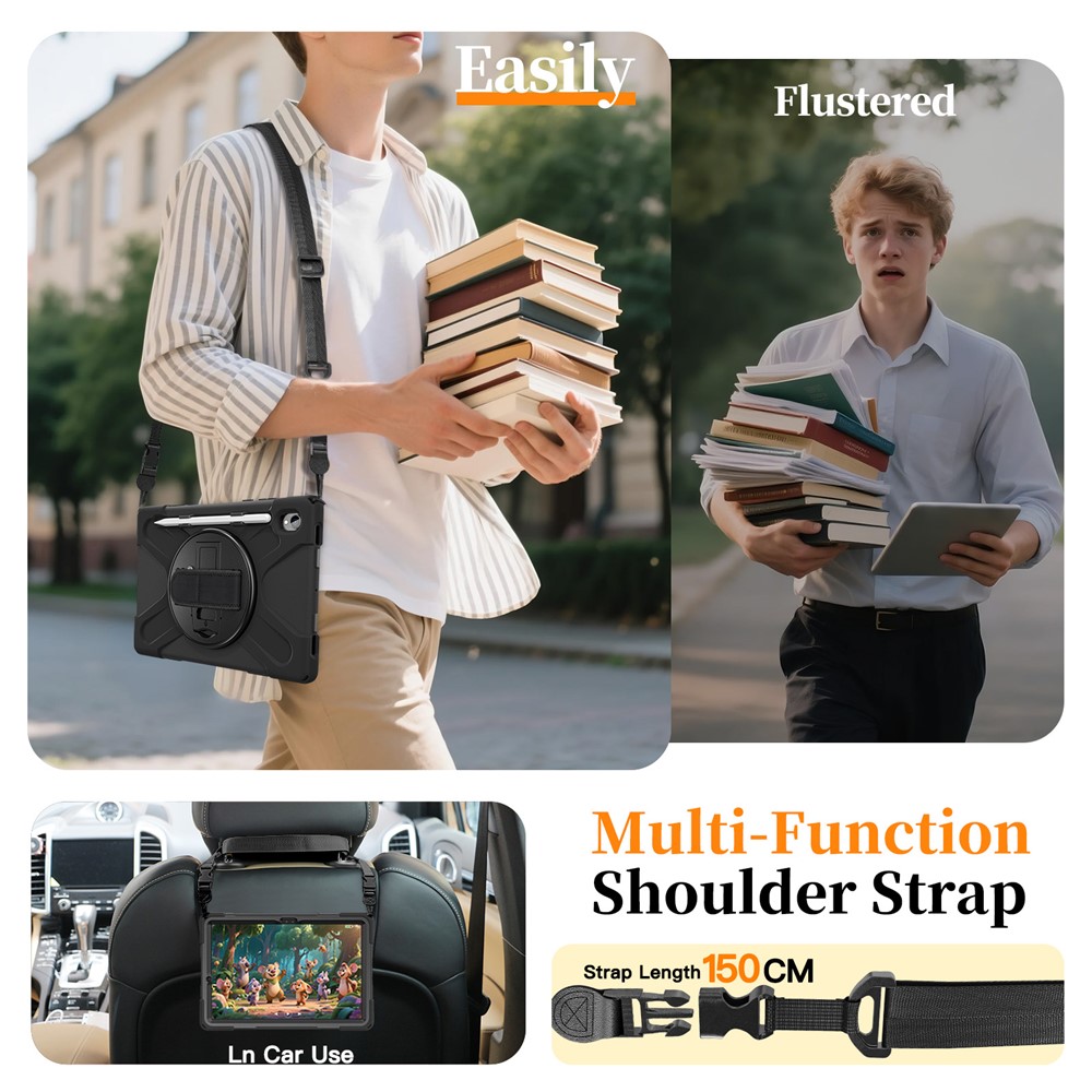  Samsung Galaxy Tab S11 Skal Shockproof Hybrid Kickstand Svart - Teknikhallen.se