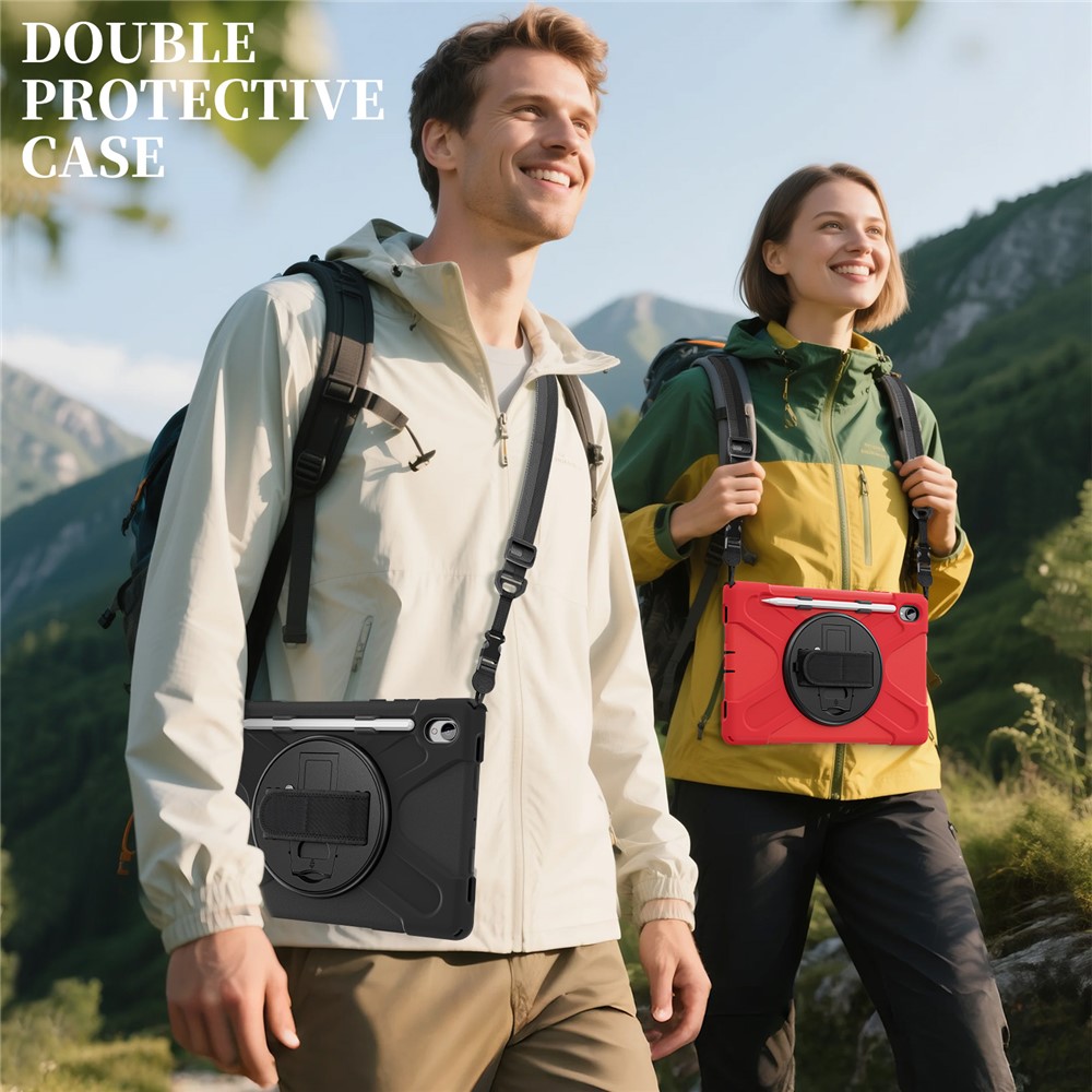  Samsung Galaxy Tab S11 Skal Shockproof Hybrid Kickstand Röd - Teknikhallen.se