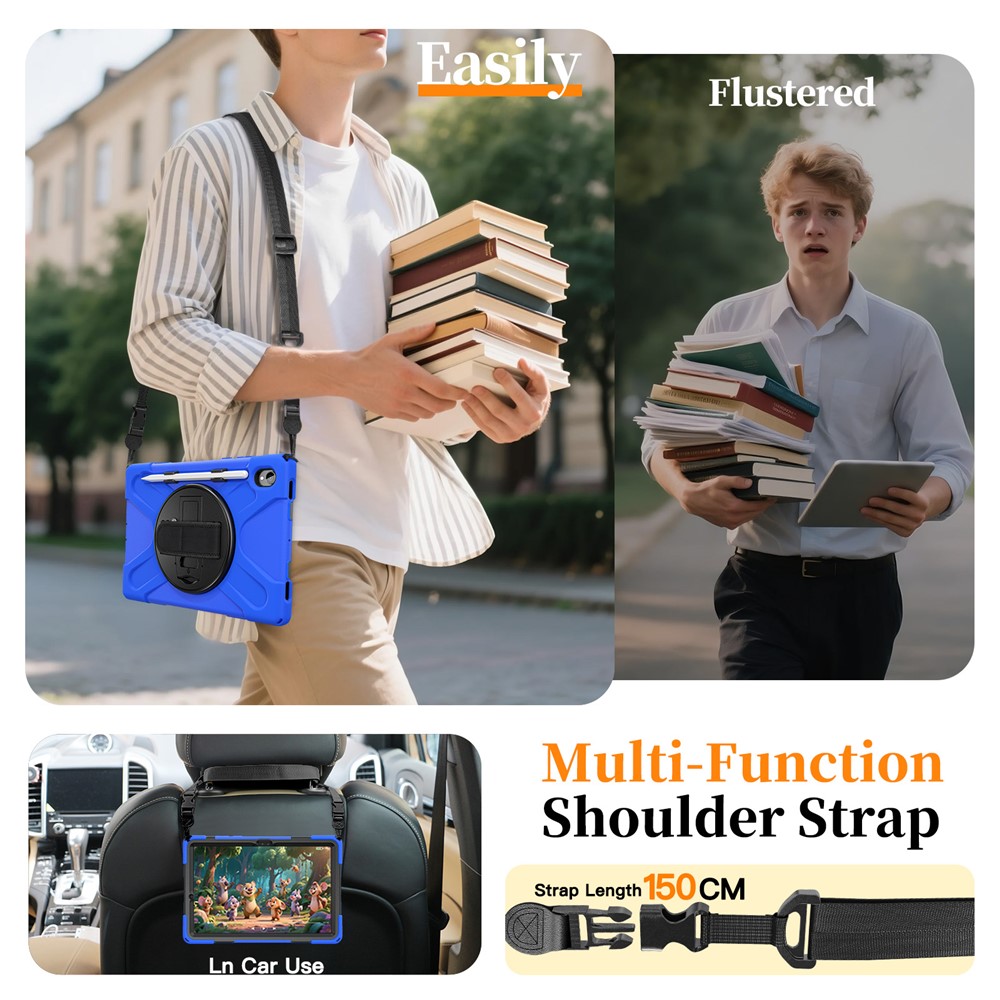  Samsung Galaxy Tab S11 Skal Shockproof Hybrid Kickstand Blå - Teknikhallen.se