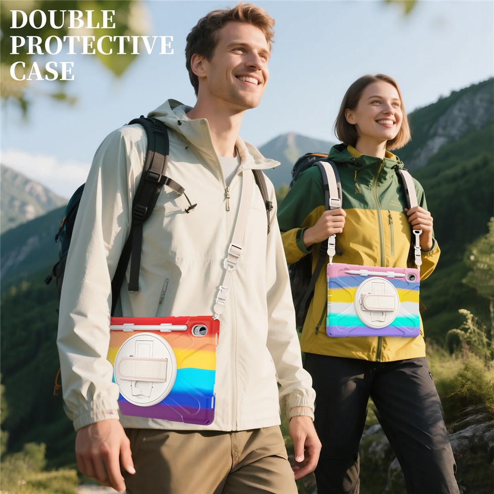  Samsung Galaxy Tab S11 Skal Shockproof Hybrid Kickstand Rainbow - Teknikhallen.se