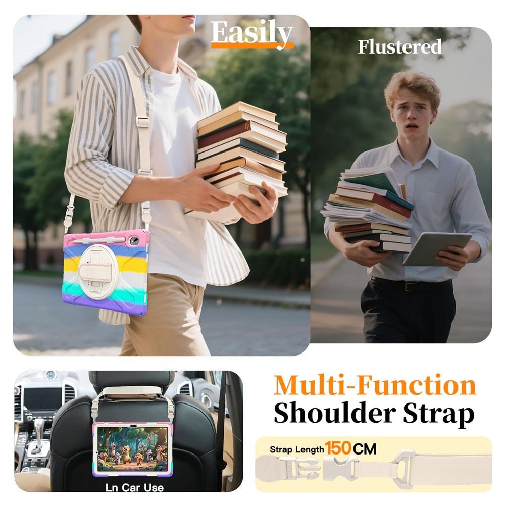  Samsung Galaxy Tab S11 Skal Shockproof Hybrid Kickstand Rainbow - Teknikhallen.se