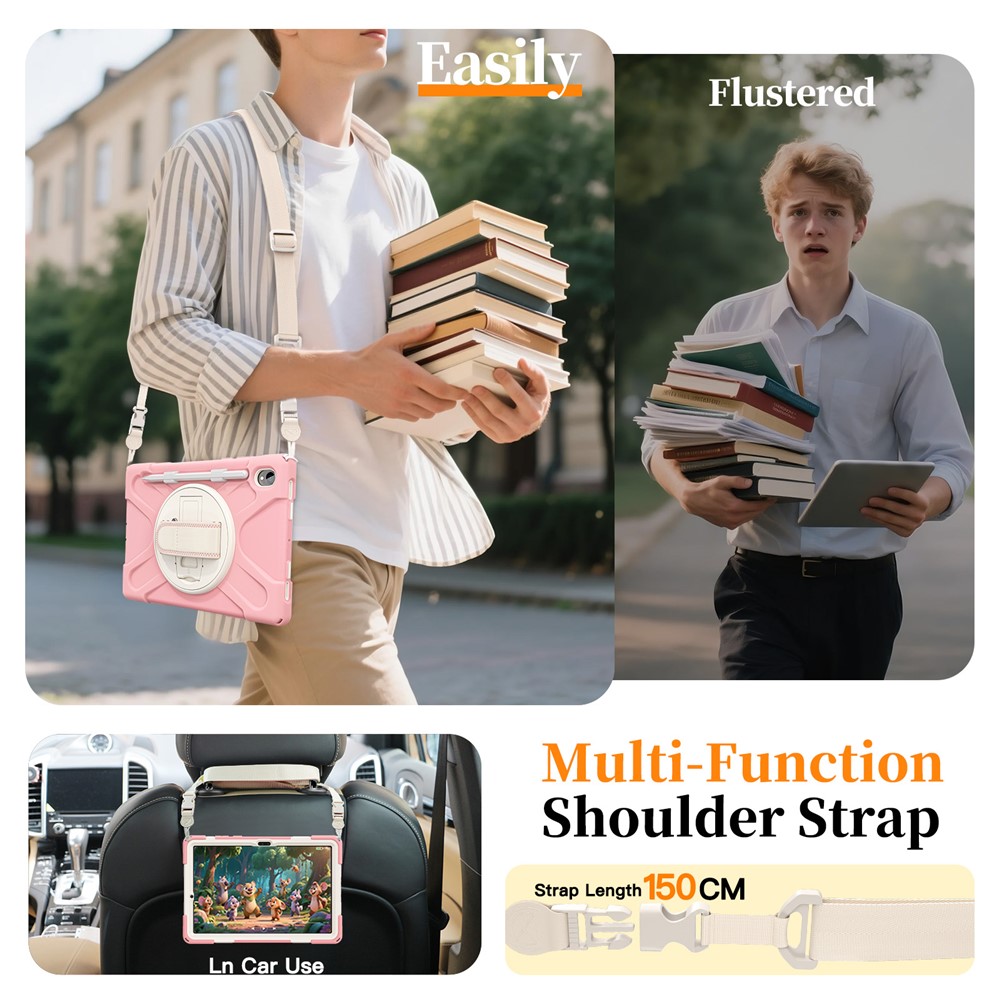  Samsung Galaxy Tab S11 Skal Shockproof Hybrid Kickstand Rosa - Teknikhallen.se