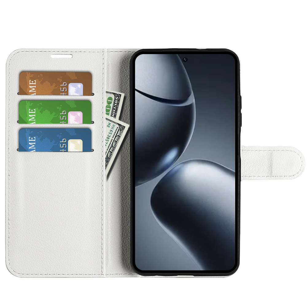  Xiaomi 15T Fodral Litchi Läder Vit - Teknikhallen.se