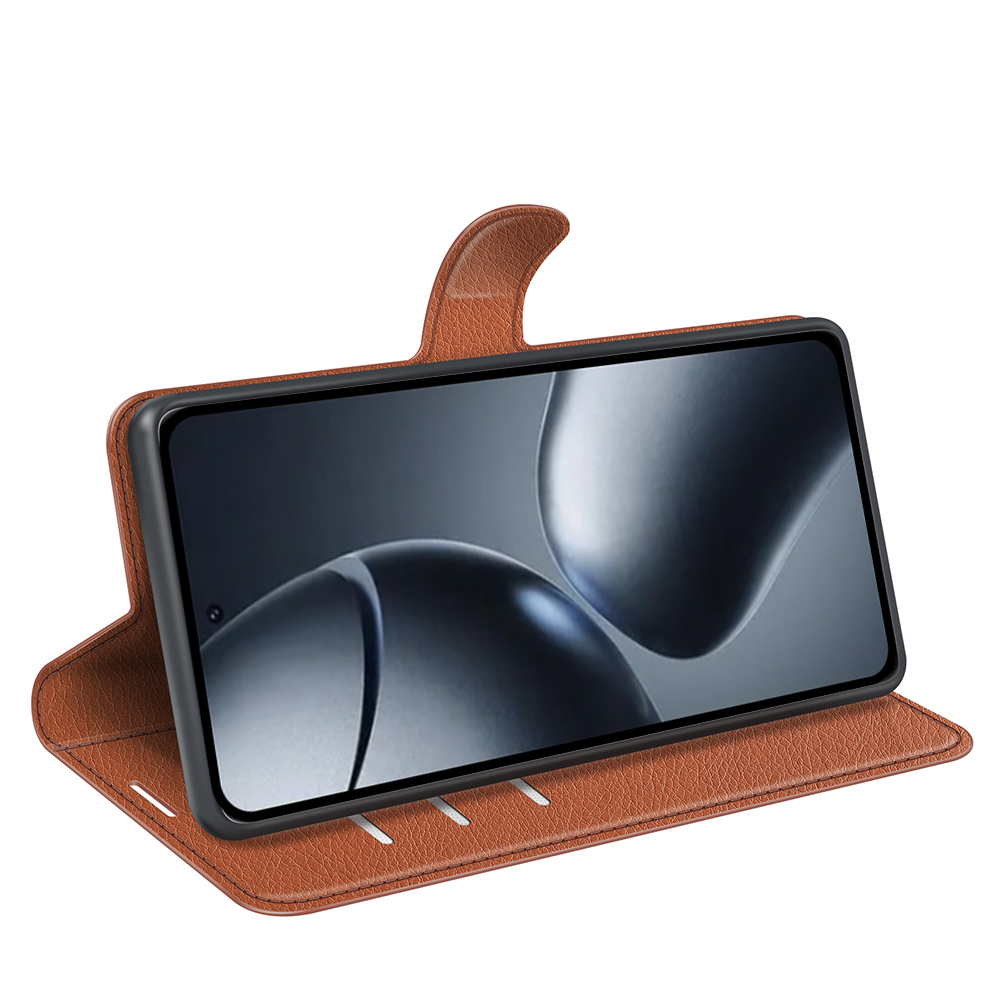  Xiaomi 15T Fodral Litchi Läder Brun - Teknikhallen.se