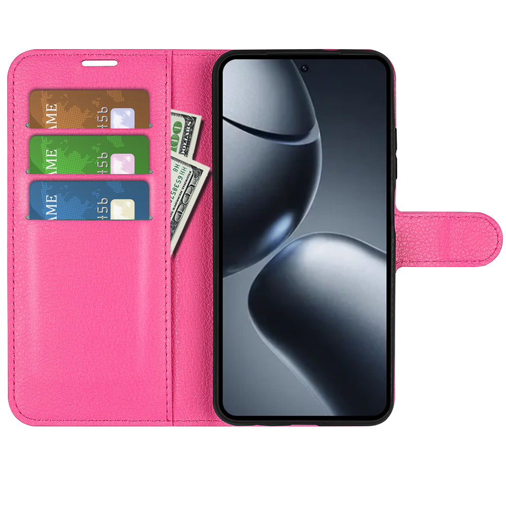  Xiaomi 15T Pro Fodral Litchi Läder Rosa - Teknikhallen.se