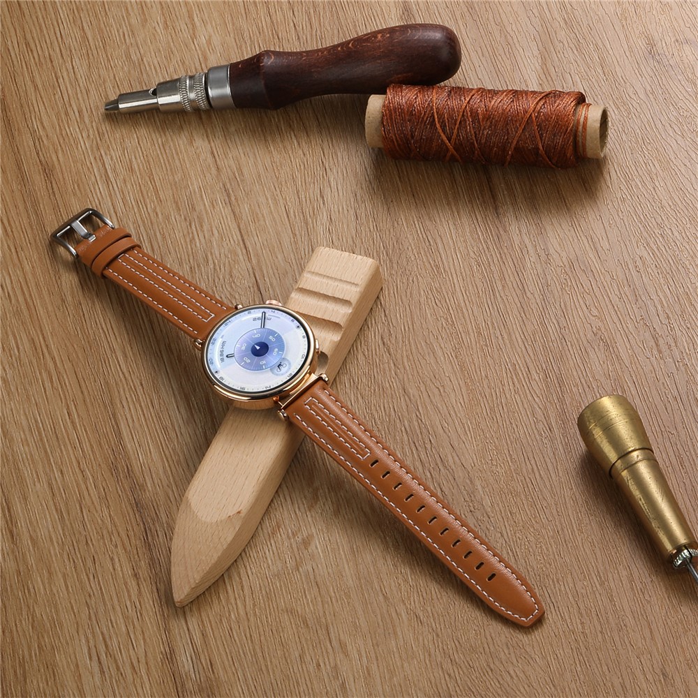  Klockarmband 18 mm Äkta Läder Mörk Brun - Teknikhallen.se