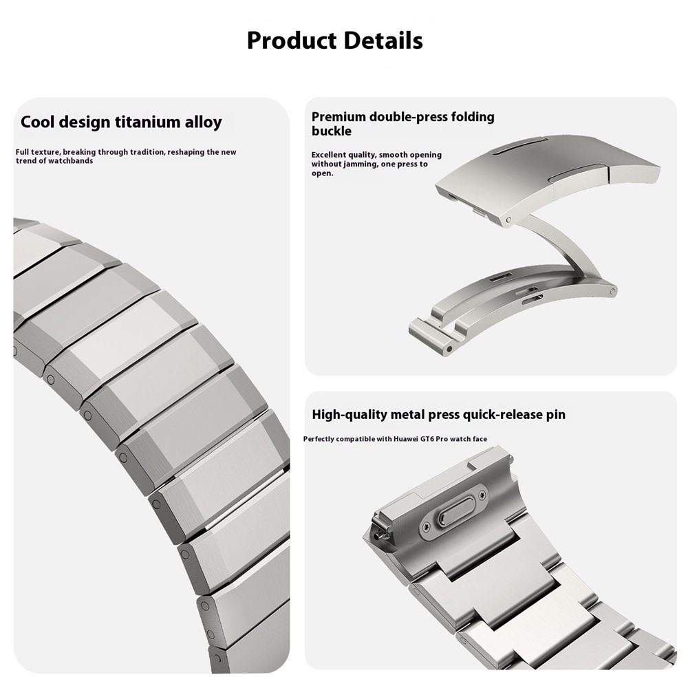  Huawei Watch GT 6 Pro 46 mm Armband Rostfritt Stål Titanium - Teknikhallen.se