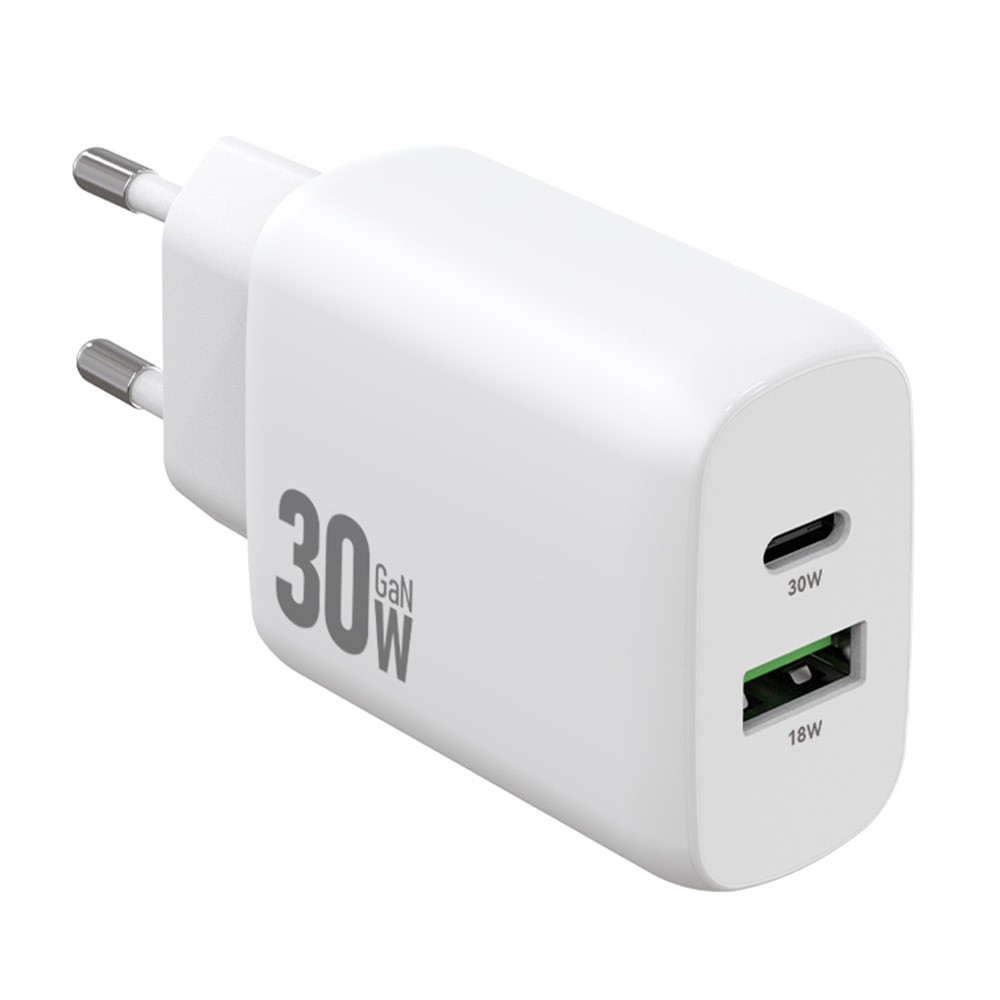 AMORUS Amorus 30W GaN PD QC USB-C / USB-A Väggladdare Vit - Teknikhallen.se