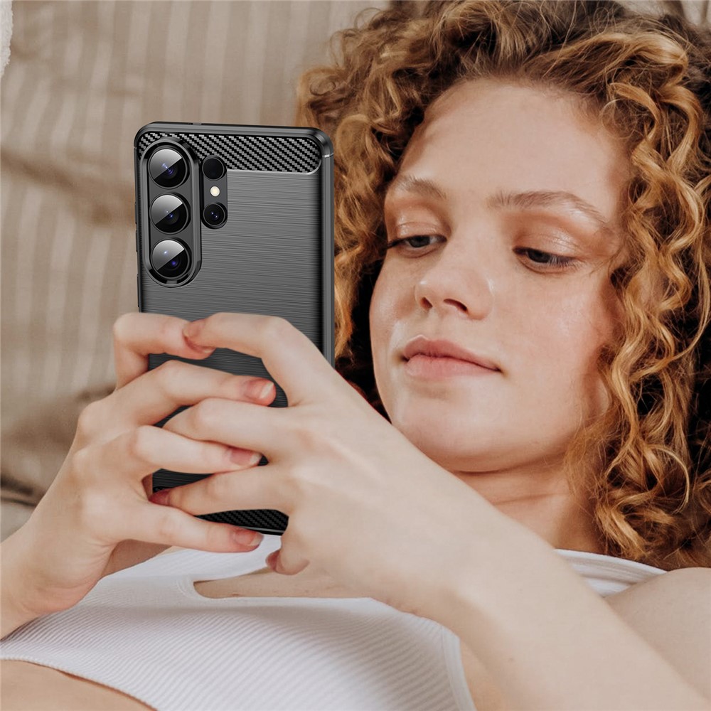  Samsung Galaxy S26 Ultra Skal Borstad Stål Textur Svart - Teknikhallen.se