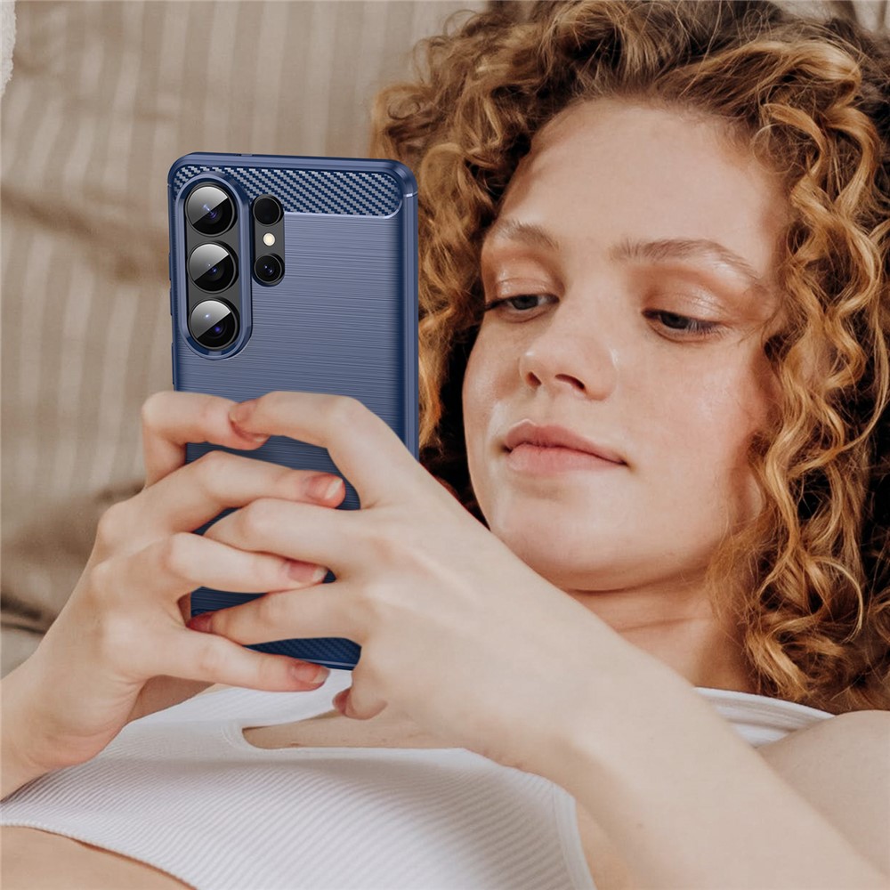  Samsung Galaxy S26 Ultra Skal Borstad Stål Textur Blå - Teknikhallen.se