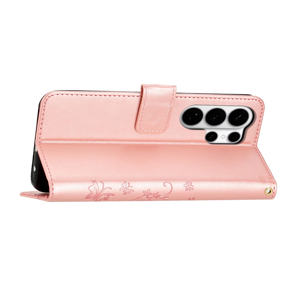  Samsung Galaxy S26 Ultra Fodral Med Blommigt Tryck Roséguld - Teknikhallen.se