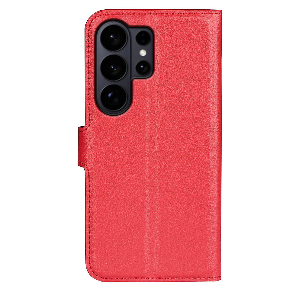  Samsung Galaxy S26 Ultra Fodral Litchi Läder Röd - Teknikhallen.se