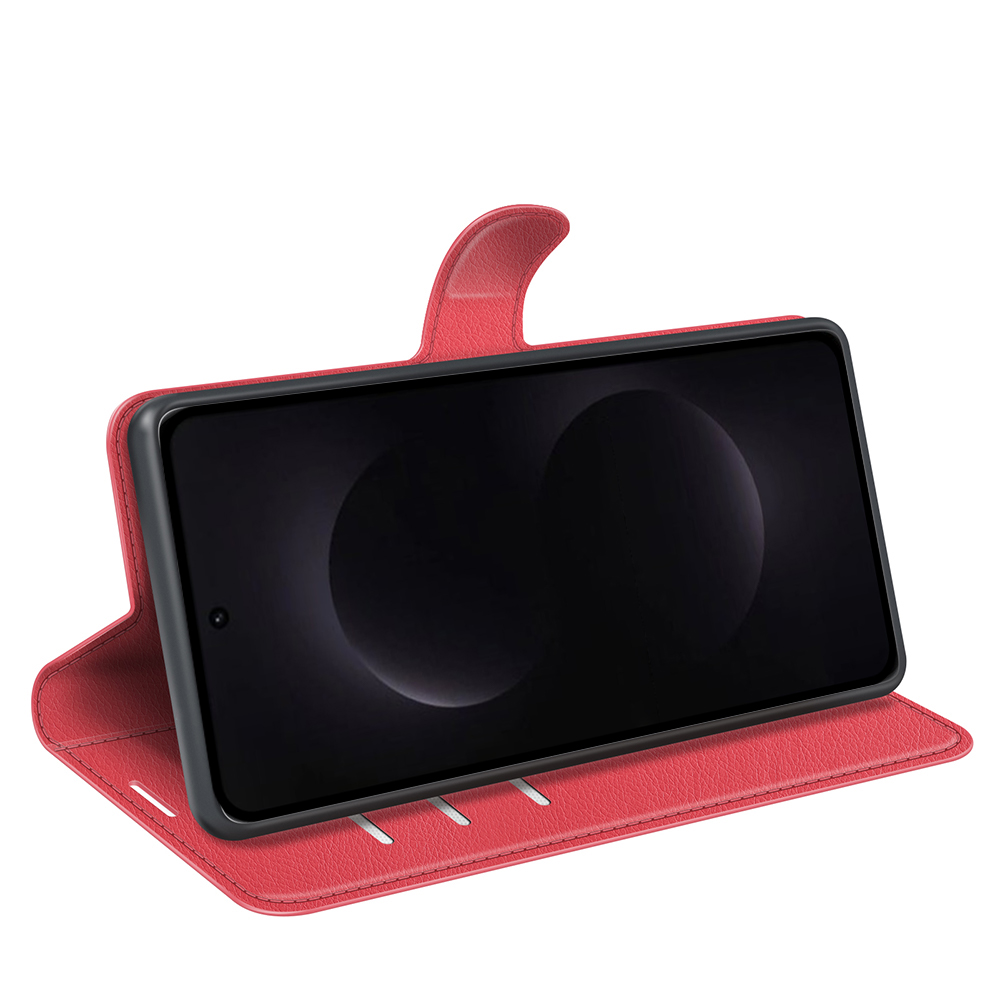  Samsung Galaxy S26 Ultra Fodral Litchi Läder Röd - Teknikhallen.se