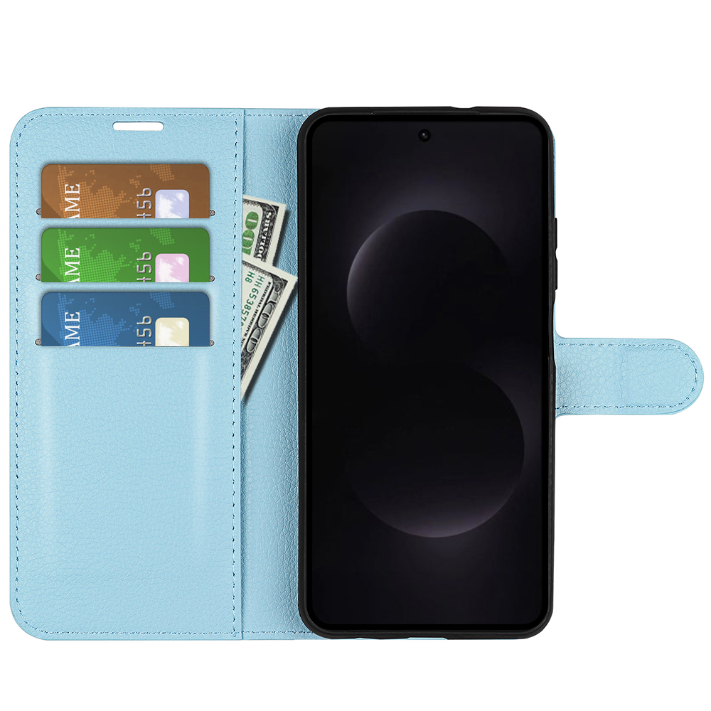  Samsung Galaxy S26 Ultra Fodral Litchi Läder Blå - Teknikhallen.se