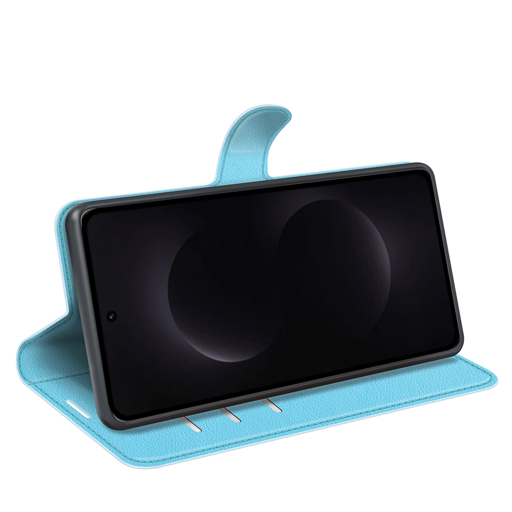  Samsung Galaxy S26 Ultra Fodral Litchi Läder Blå - Teknikhallen.se