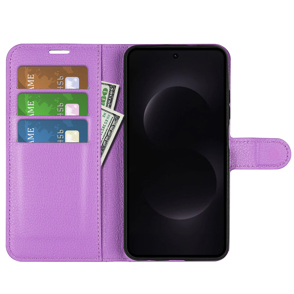 Samsung Galaxy S26 Ultra Fodral Litchi Läder Lila - Teknikhallen.se