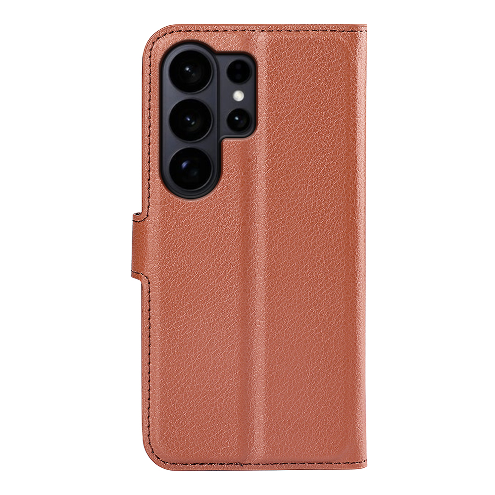 Samsung Galaxy S26 Ultra Fodral Litchi Läder Brun - Teknikhallen.se