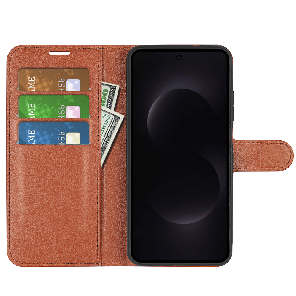  Samsung Galaxy S26 Ultra Fodral Litchi Läder Brun - Teknikhallen.se