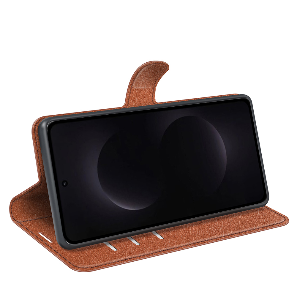  Samsung Galaxy S26 Ultra Fodral Litchi Läder Brun - Teknikhallen.se