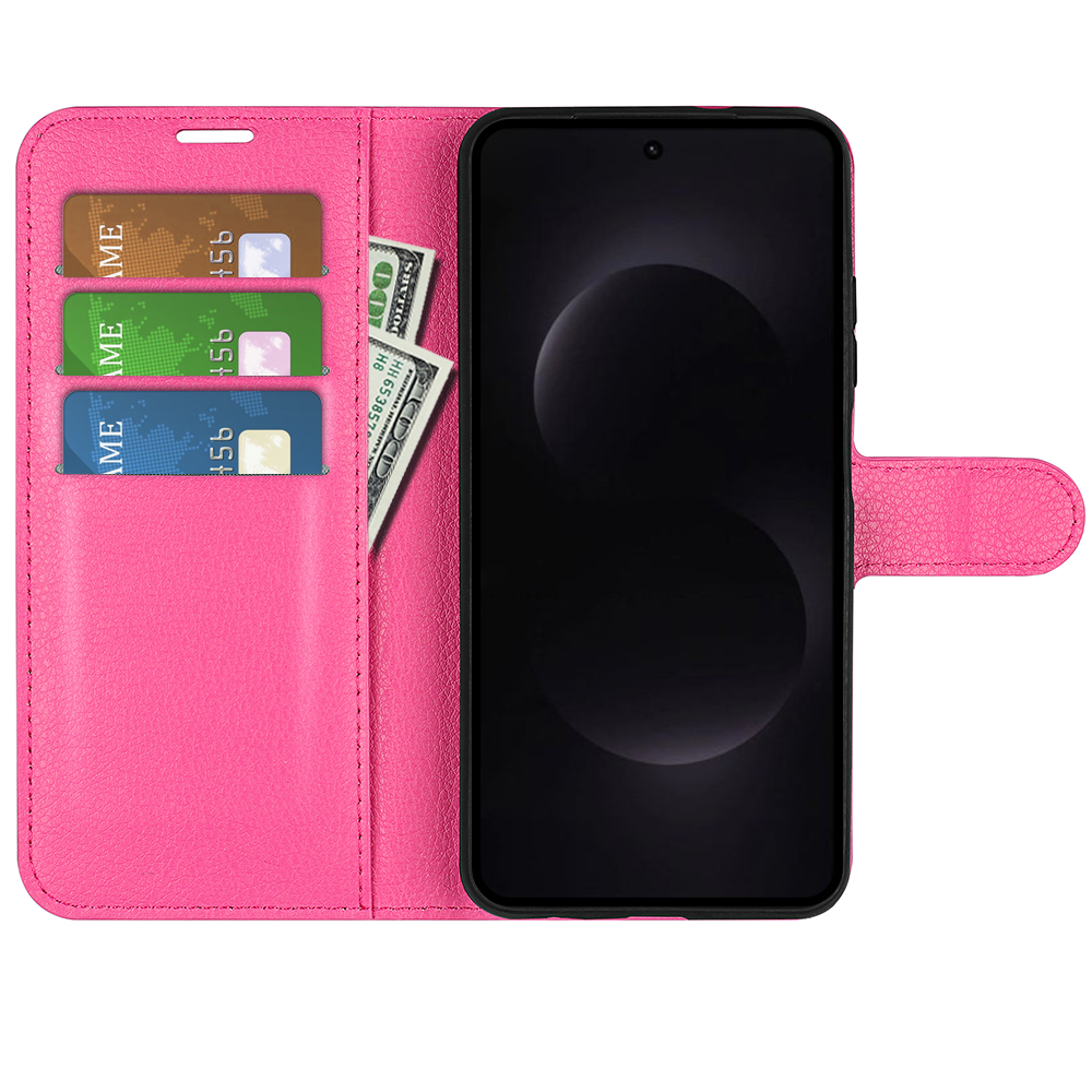  Samsung Galaxy S26 Ultra Fodral Litchi Läder Rosa - Teknikhallen.se