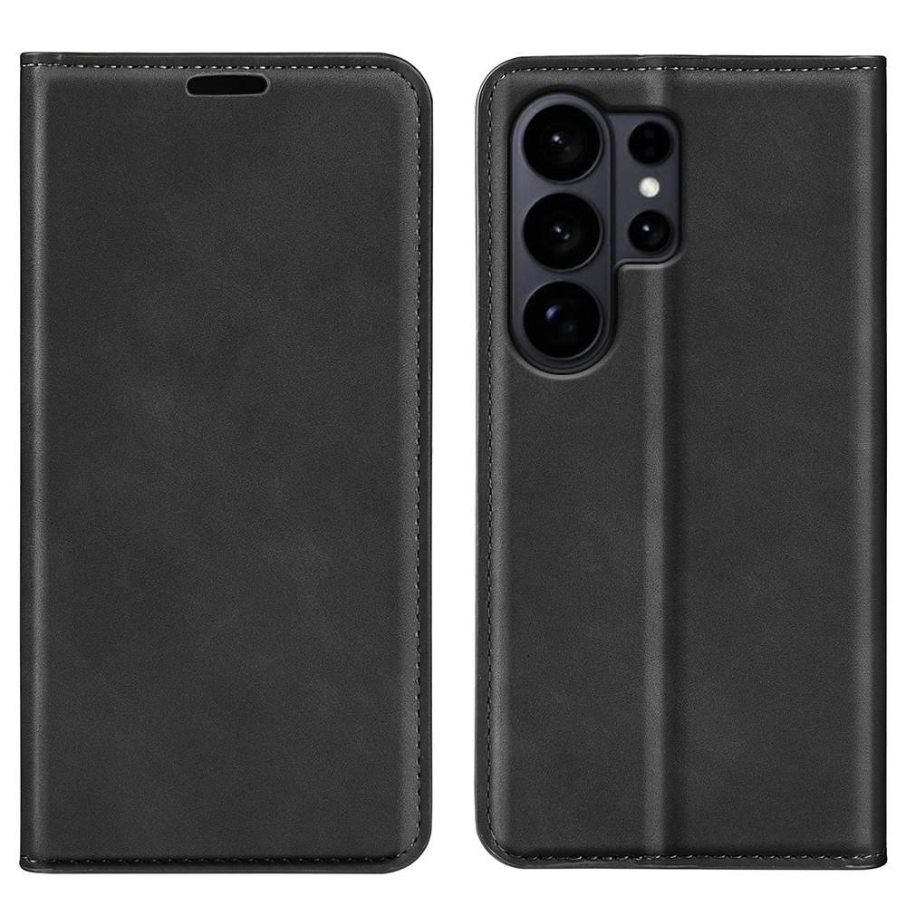  Samsung Galaxy S26 Ultra Fodral Flip Skin Touch Läder Svart - Teknikhallen.se