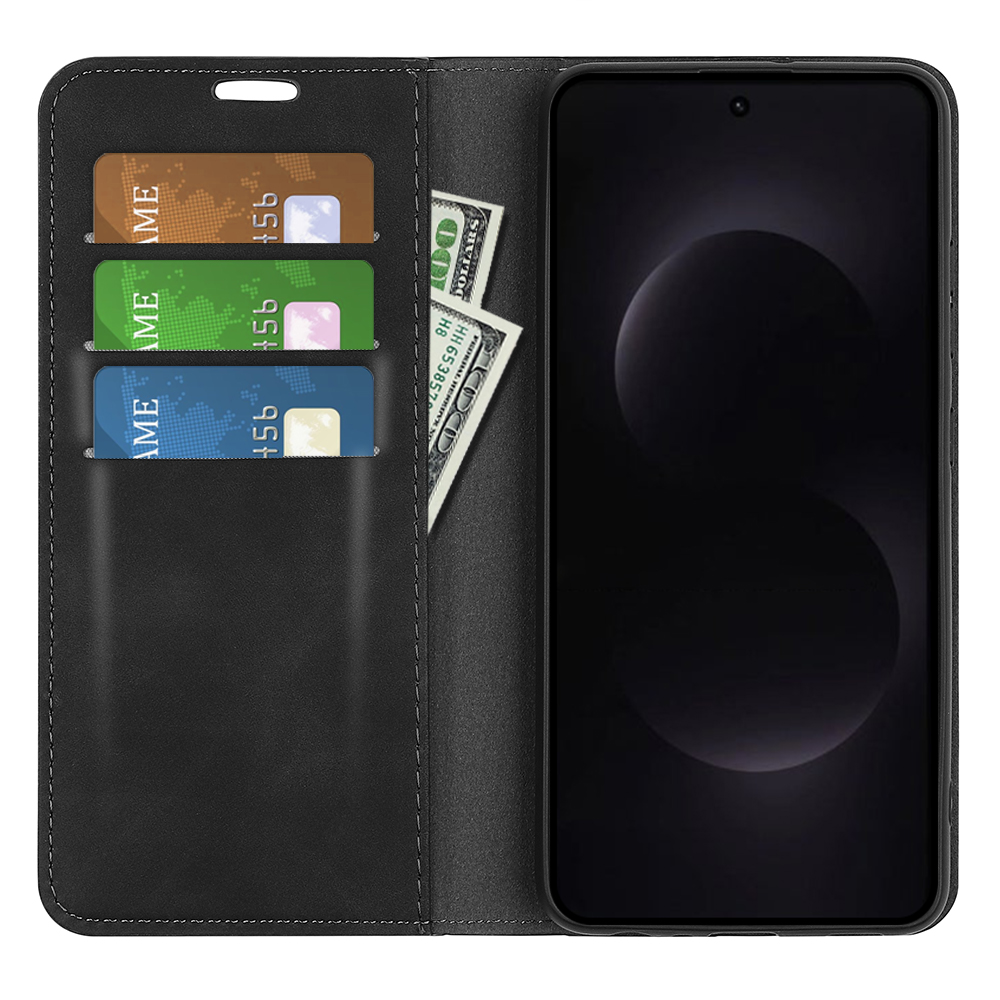  Samsung Galaxy S26 Ultra Fodral Flip Skin Touch Läder Svart - Teknikhallen.se