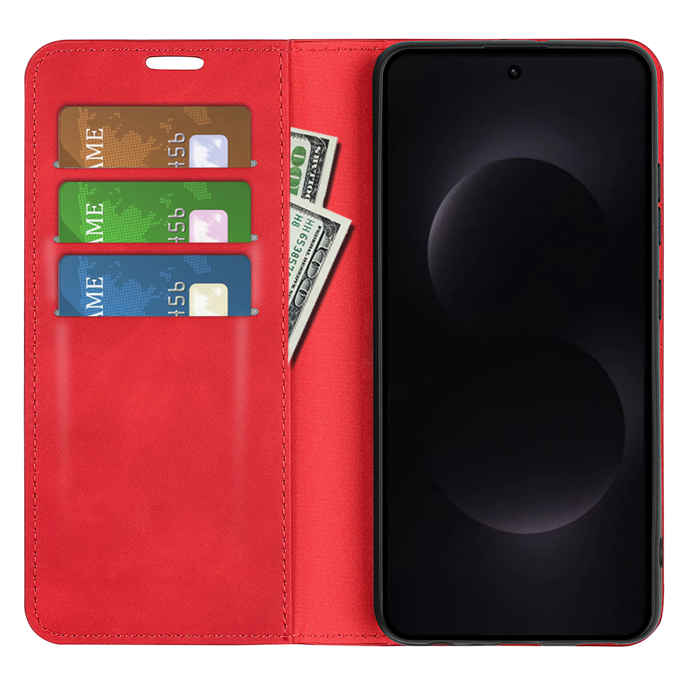  Samsung Galaxy S26 Ultra Fodral Flip Skin Touch Läder Röd - Teknikhallen.se