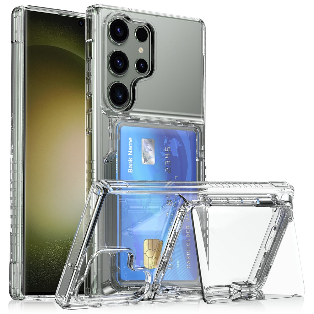  Samsung Galaxy S26 Ultra Skal Kickstand Med Kortfack Transparent - Teknikhallen.se